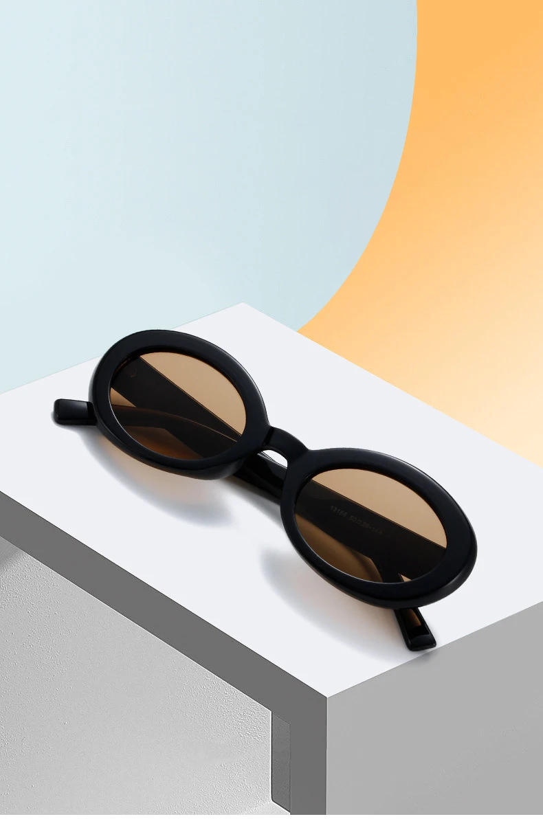 SO&EI Neue Ovale Gelee Farbe Frauen Sonnenbrille Mode Gelb Grün Shades UV400 Männer Trend Gradienten Sonnenbrille – Detail 2