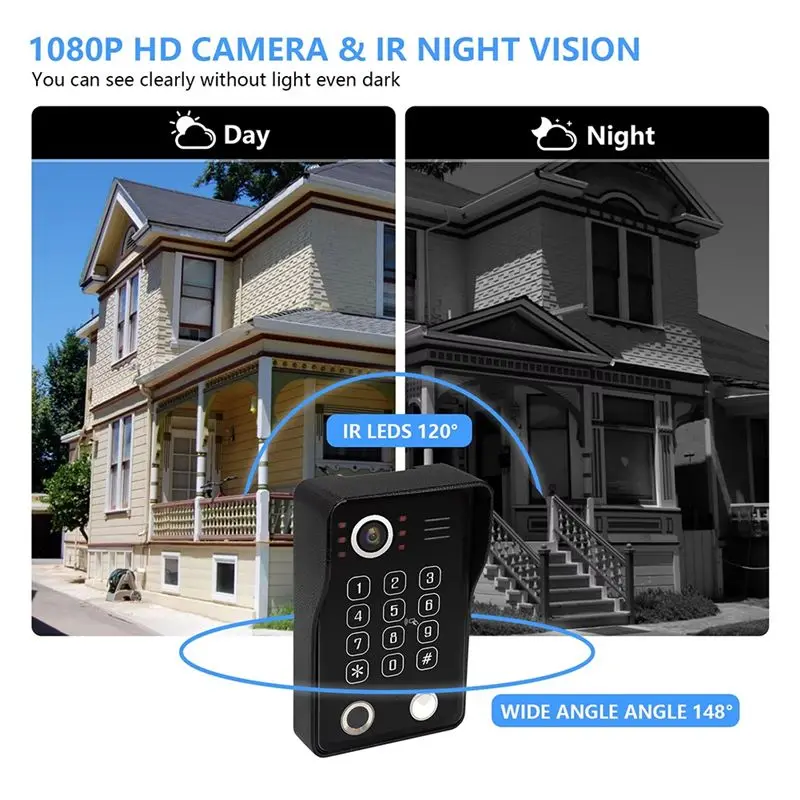 [LXYA68Z!] Tuya Smart Video Doorphone 1080P Wifi Monitor Cam Doorbell Fingerprint Unlock Home Security System Video Intercom Ent