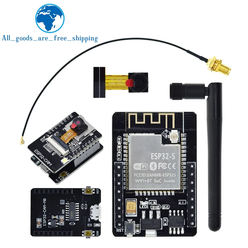 TZT ESP32-CAM-MB WIFI ESP32 CAM Bluetooth Development Board with OV2640 Camera MICRO USB to Serial Port CH340G Nodemcu