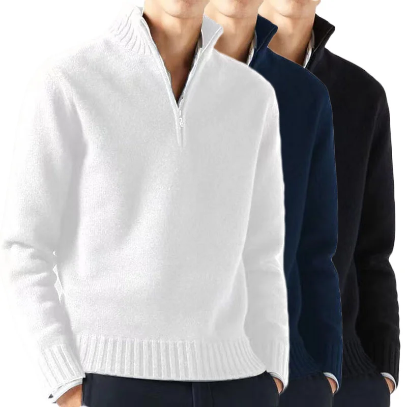 

Men's Casual Pullover Long Sleeve Half Zipper Sweater Autumn Lightweight Solid Color Fashion Classic Streetwear Pullover Male