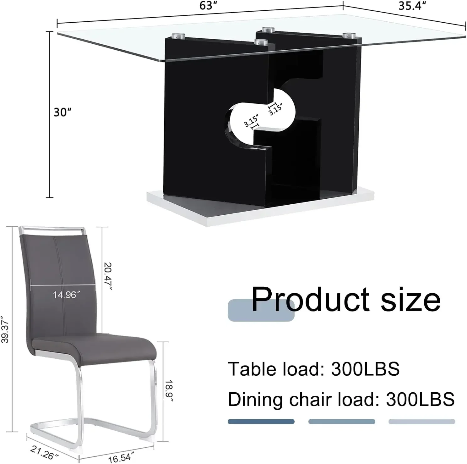 [Best Seller!]Table Set for 4,5 Piece Dining Table Set, Tempered Glass Table Top and Modern Design MDF Base with 4 PU Leather Er