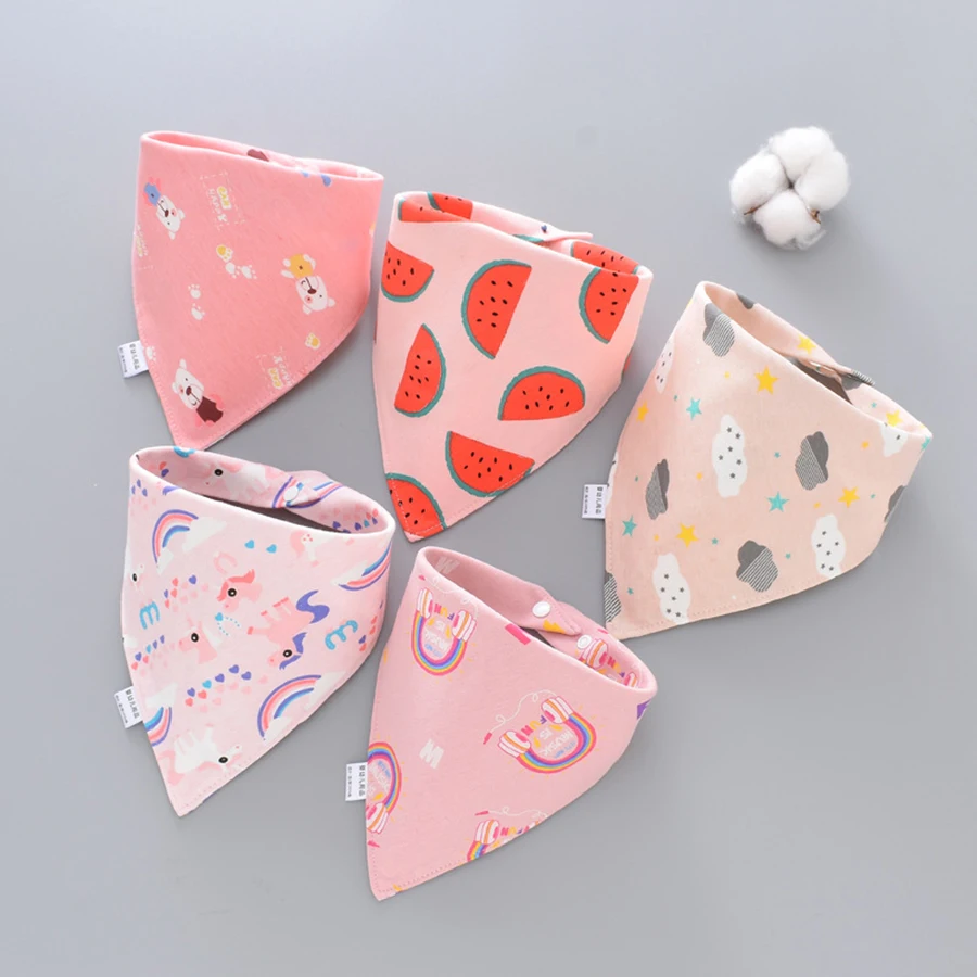 

5pcs Pure Cotton Bandana Waterproof Bibs Baby Saliva Towel Triangle Scarf Newborn Boys Girls Absorbent Cloth Bib Saliva Scarf