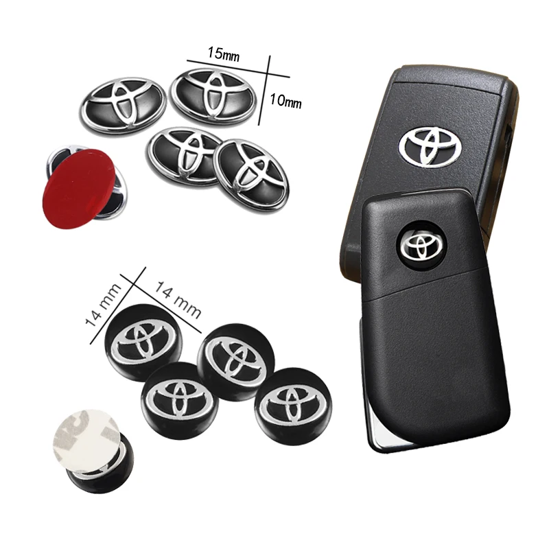 14/15*10MM Car Remote Key Fob Emblem Badge Radio button Sticker For Toyota Hilux Aygo Yaris Auris Supra Cruiser Caldina Ractis