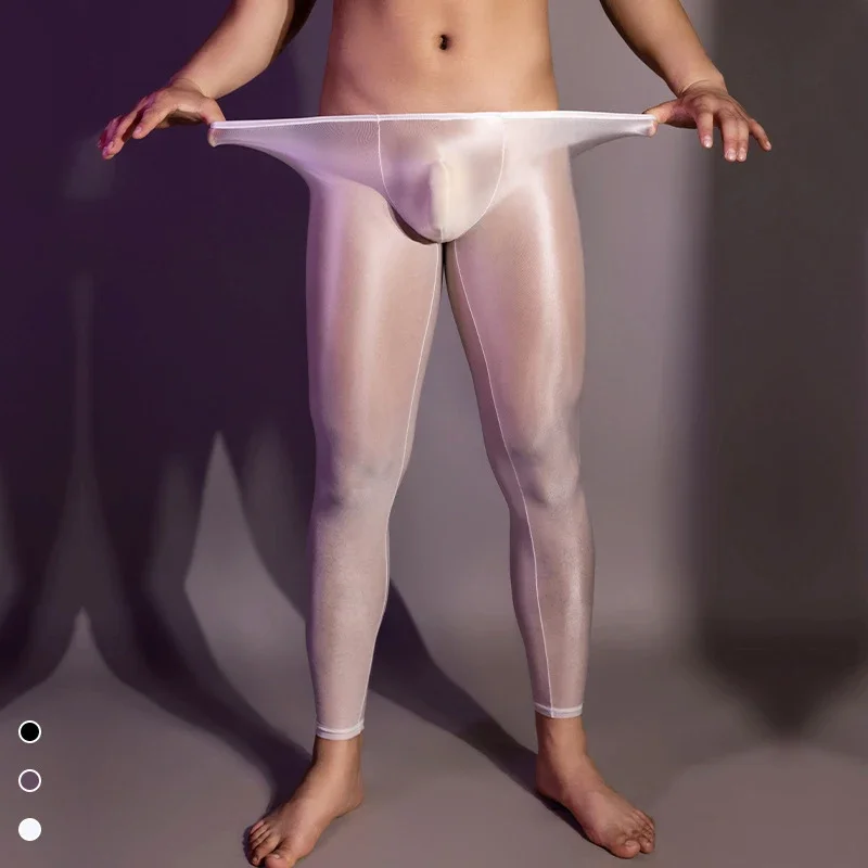 Leggings ultra-minces transparents pour hommes, pantalons de couchage taille basse, sous-vêtements assiste, sexy