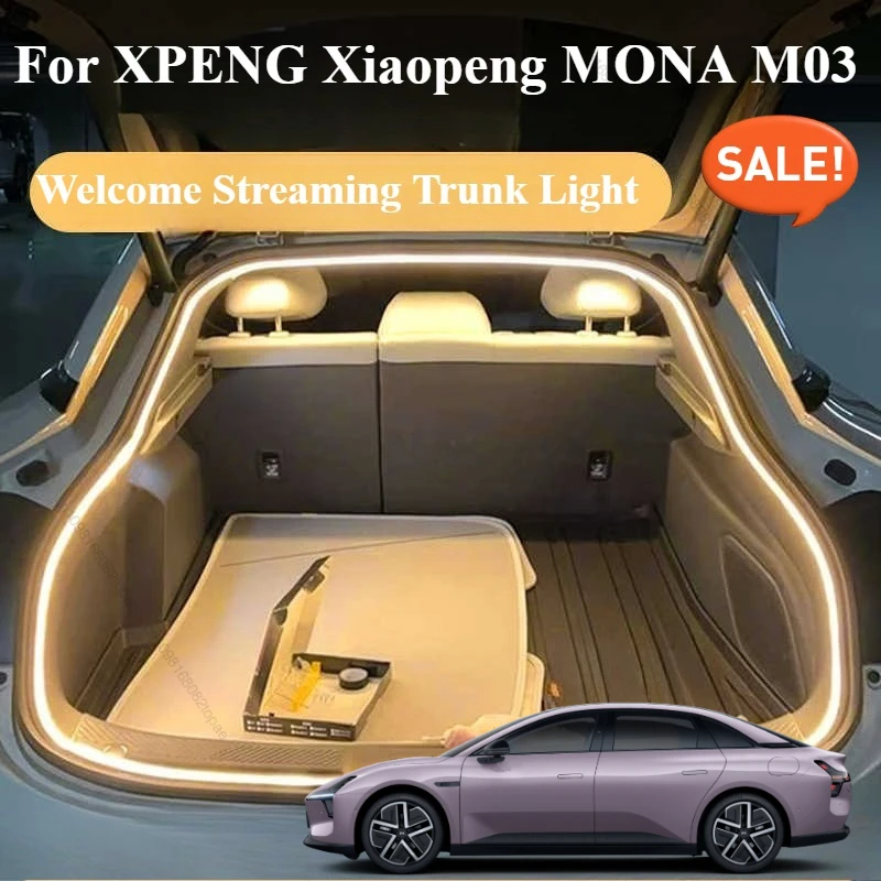 

Для XPENG Xiaopeng MONA M03 задний багажник автомобиля, яркая светодиодная лента, водонепроницаемые гибкие аксессуары