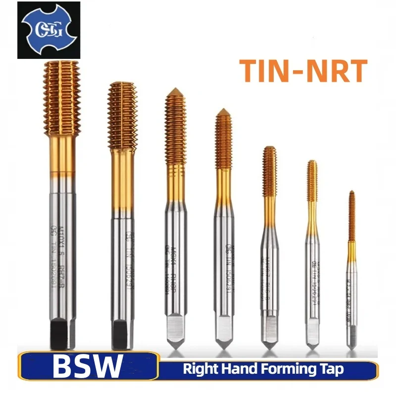 

1PCS British System HSSE With Tin Forming Tap BSW 1/8 5/32 3/16 7/32 1/4 5/16 3/8 7/16 1/2 Machine Screw Thread Taps