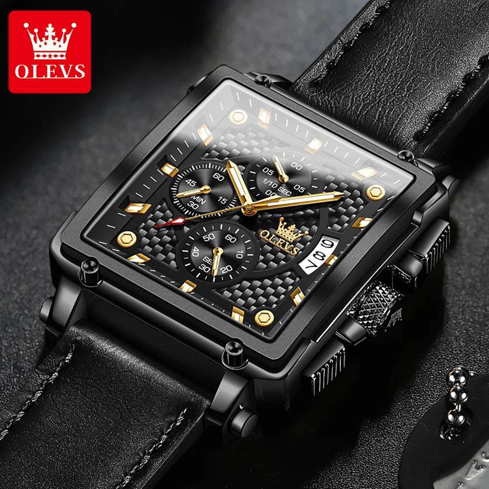 

OLEVS Top Brand Square Men's Watch Chronograph Luxury Brand Automatic Date Men's Watch Waterproof Men's Watch Relogio Masculino