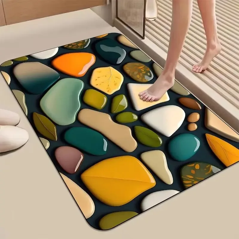 Stereoscopic Vision Door Mat Living Room Color Goose Soft Stone Decoration Carpet Living Room Dirt Resistant Rug Home Decoration