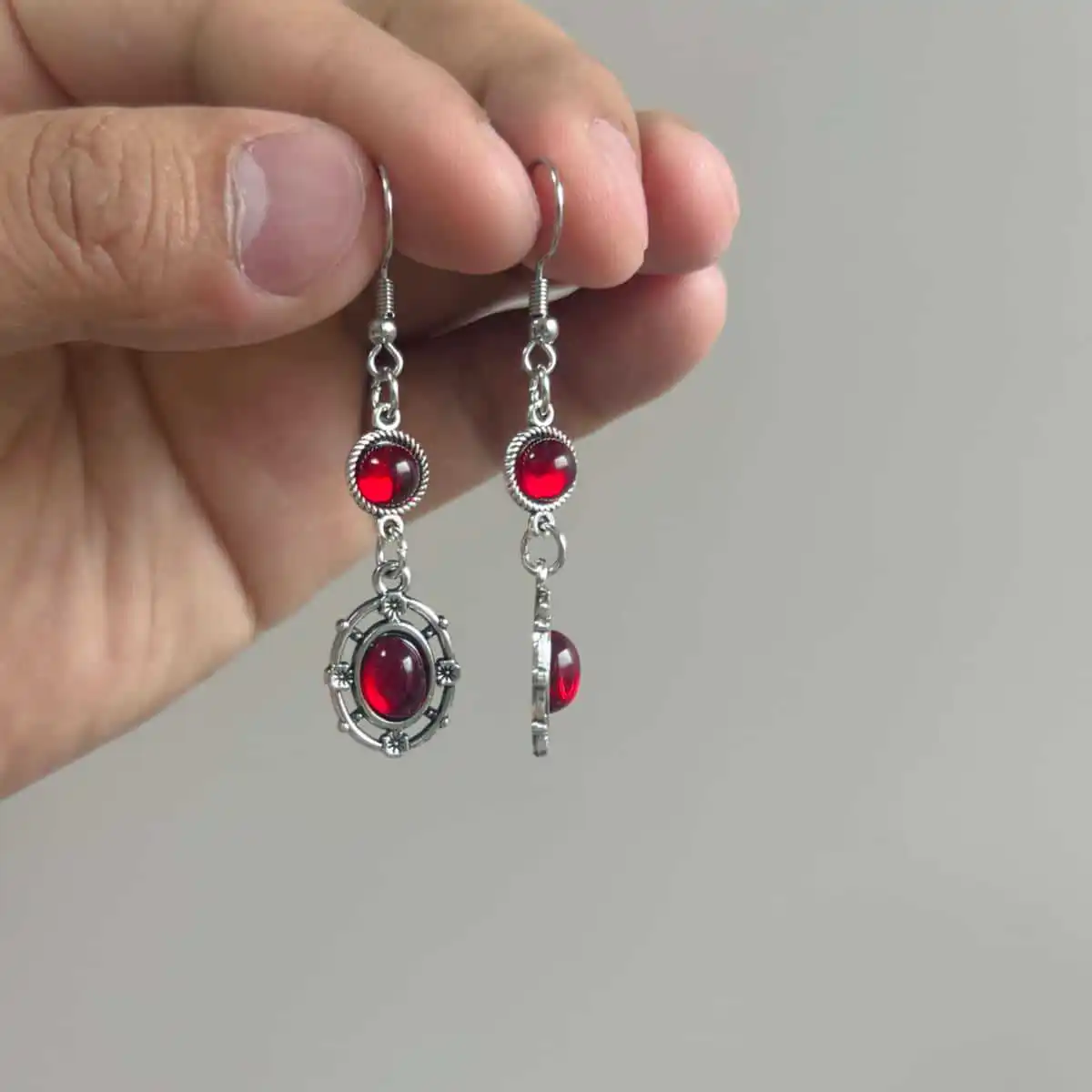 Vintage Earrings Ruby Pendant Earrings Bohemian Victoria