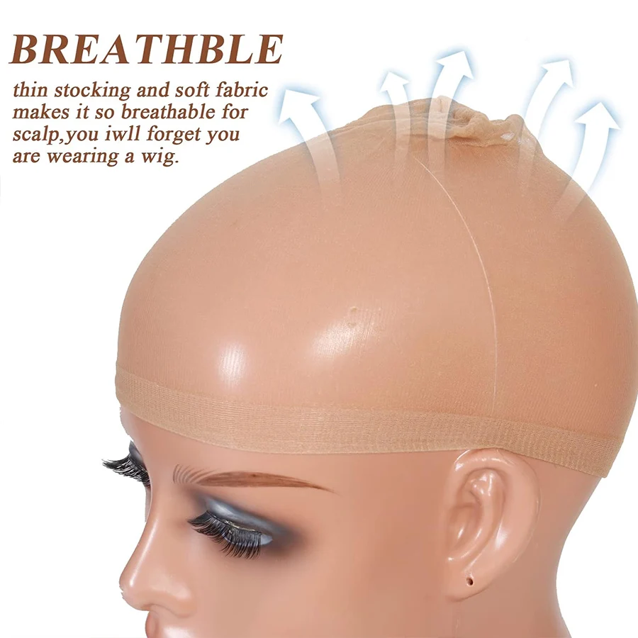 2/4/6/8/12/24pcs HD Wig Cap for Women Ultra-thin Invisible Brown Sheer Caps for Lace Front Wig Breathable image 3