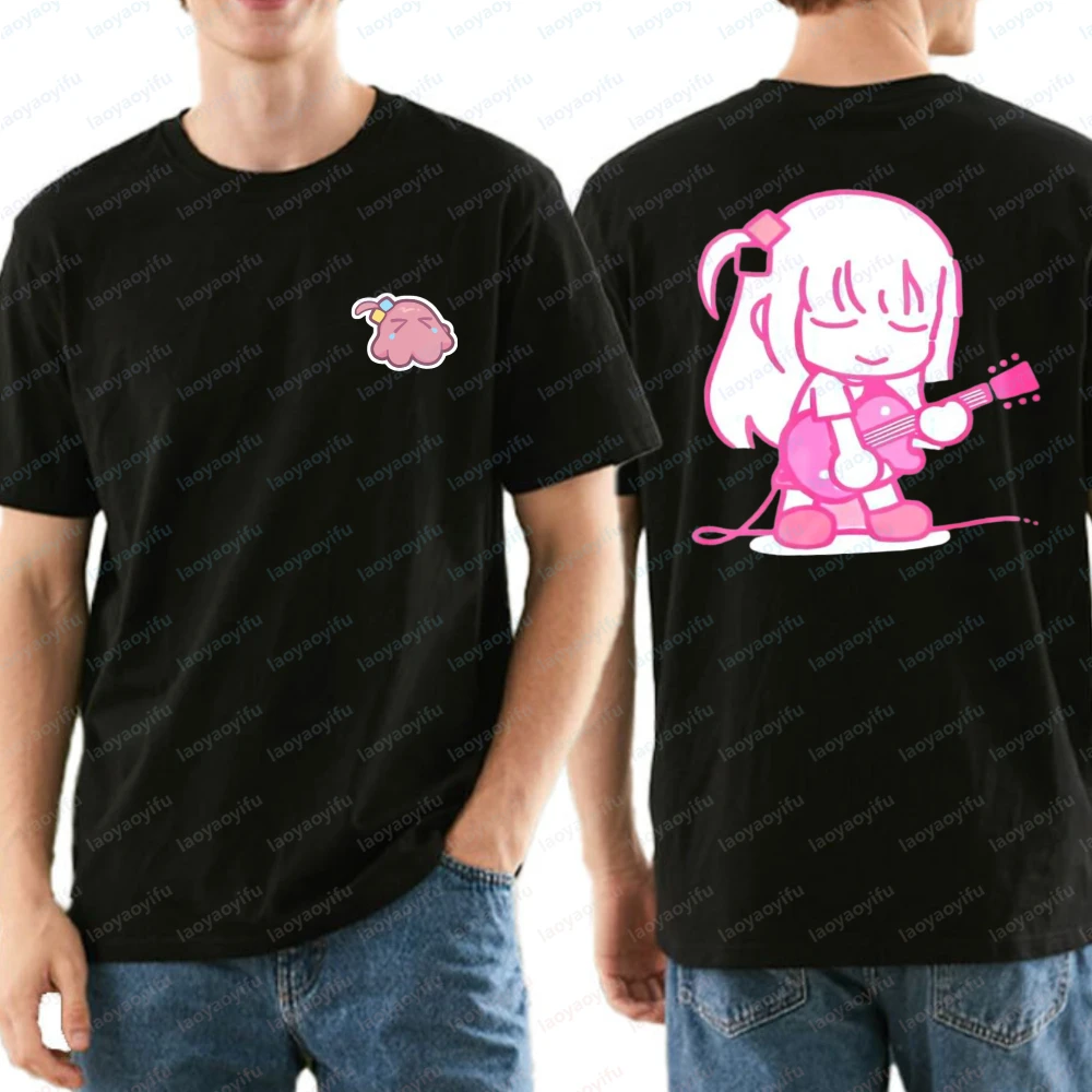 Bocchi The Rock Anime Shirt for Fans Rock Music Summer Fashion Y2k Kawaii Clothes for Women Otaku Rainbow Girl Tops Ropa Mujer