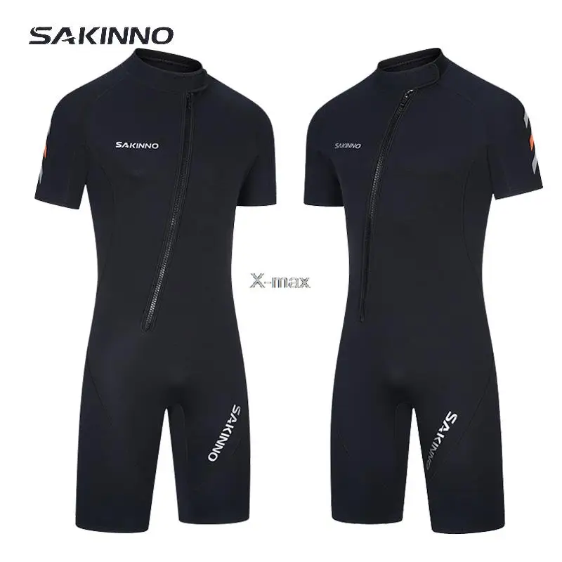 2mm Neoprene Wetsuit Short Sleeved Jumpsuit Sun Protection Warm Surfing Snorkeling Swimming Diving Suit Thickened Swimsuit