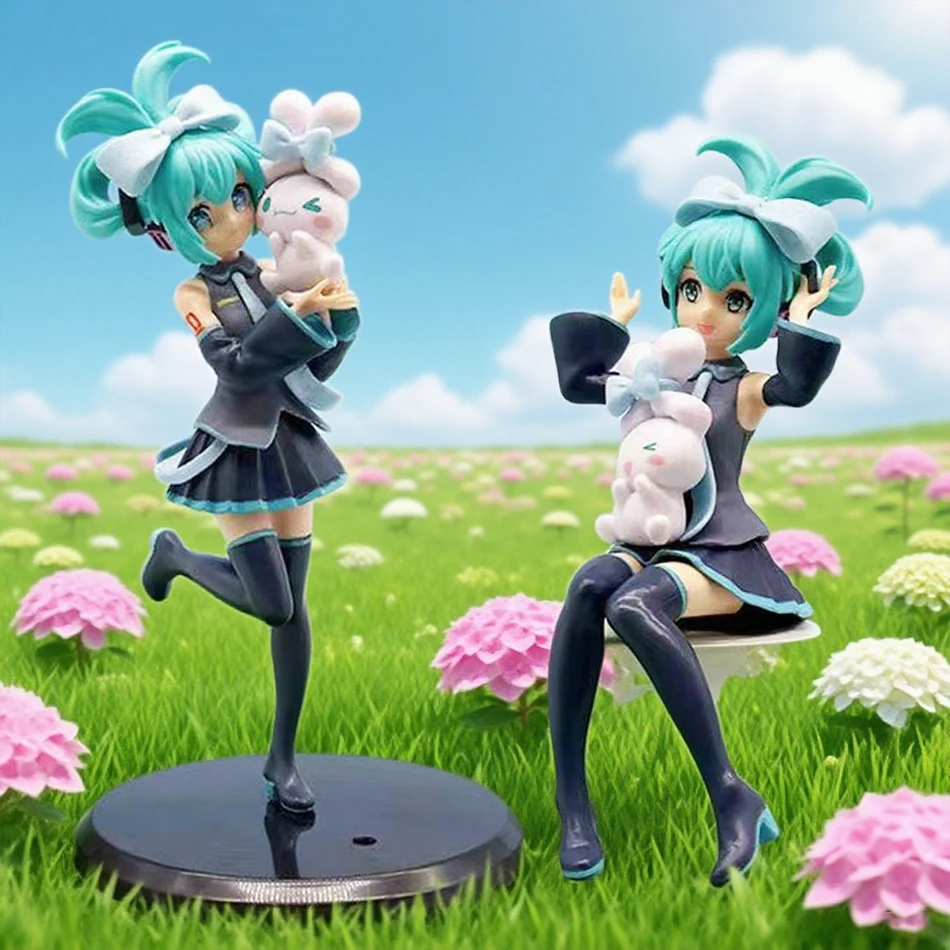 Hatsune Miku 20CM Anime X Cinnamoroll Figur Anime Periferal Model Koleksi Dekorasi Dekoratif Hadiah Kawaii Anak-anak