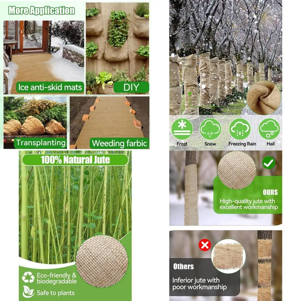 

Natural Burlap Plant Covers, 30ft x 40in, for Outdoor Bushes, Trees, and Potted Plants - Winter Frost Protection Fabric Rolls