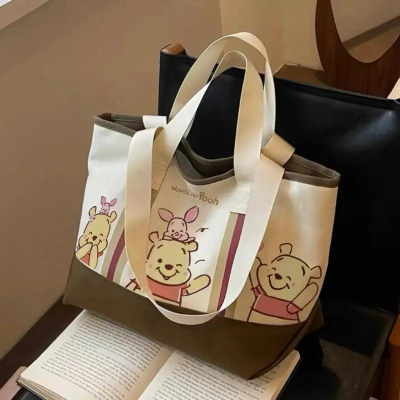 

Kawaii Disney Anime Tote Bag Cute Winnie Pooh Cartoon Fashionable Versatile with Large Capacity Leisure Commuting Bag Girl Gift