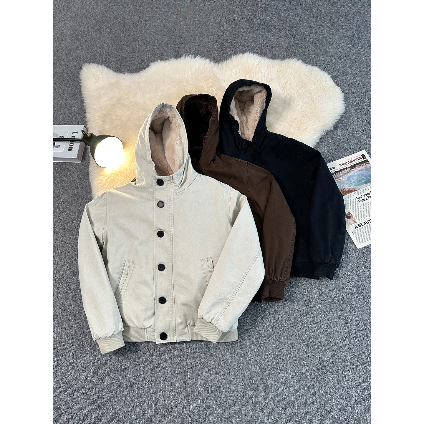 

Waed Cotton Jaet Men's Winter Warm Outerwear Fce Lined Parka Sle Heavyweight Casual Youth Faion Thiened Hooded