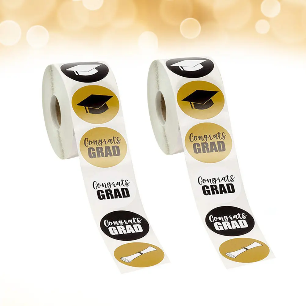 

2 Rolls Graduation Stickers Self-Adhesive Fun Festive Decorative Stickers for Graduation Parties School Events Celebration Gift