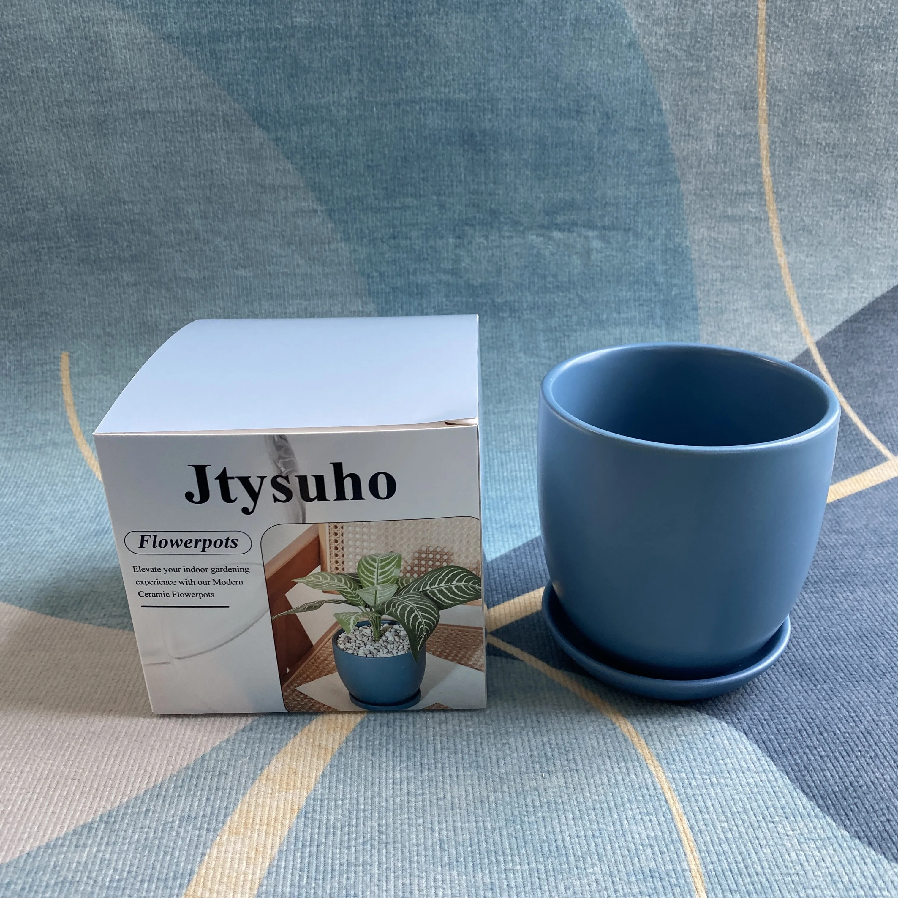 Jtysuho Modern Ceramic Flower Pot with Drainage Hole, 11cm Small Succulent Planter for Indoor Windowsill Desk Decor