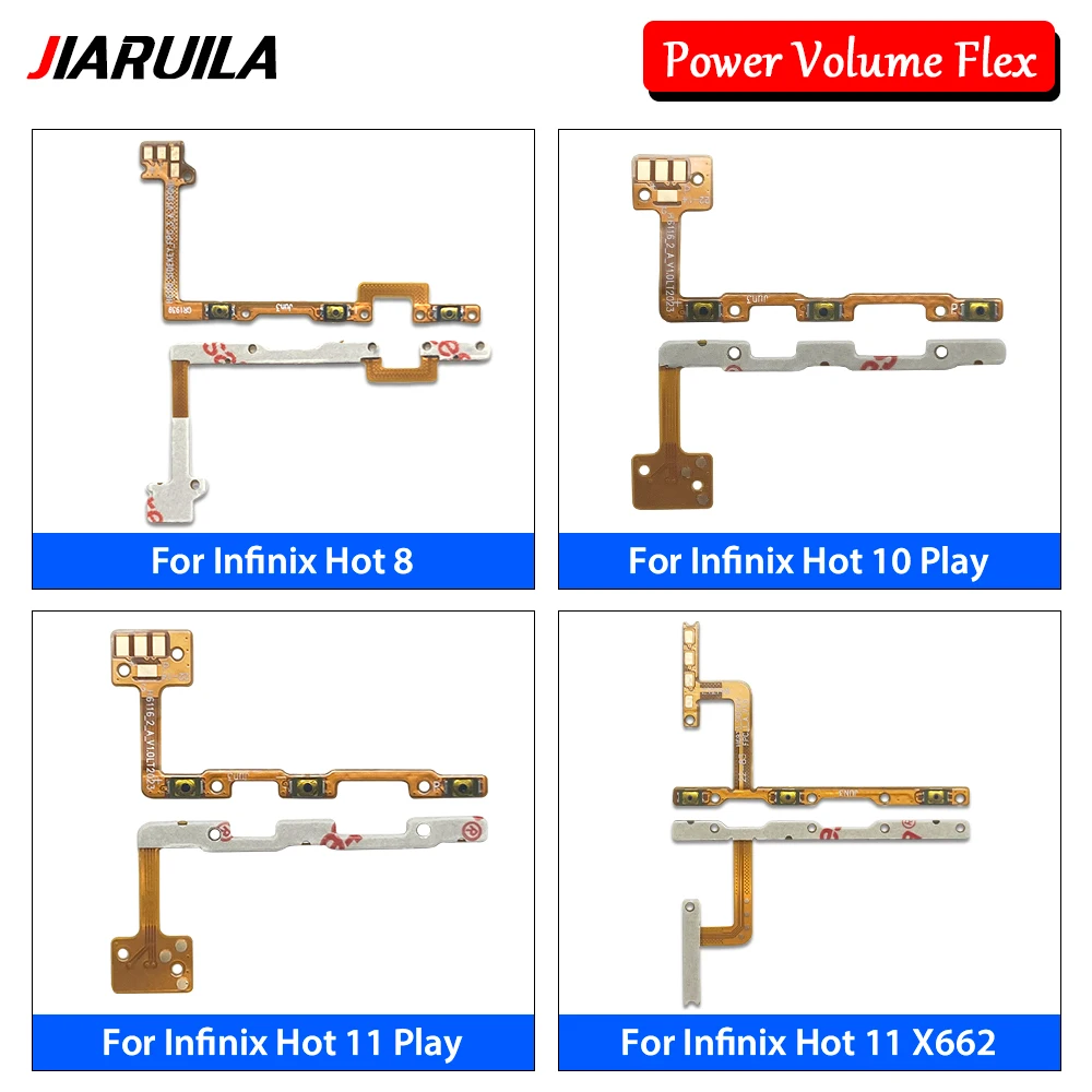 20Pcs Power Switch On/Off Button Volume control Key Flex For Infinix Hot 8 10 Play 10 X682B 10T 11 Play 11 11S 12 Play 20i 40