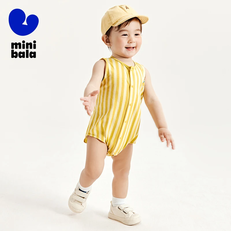 Mini Bala Infant Onesie Unisex Children Pure Cotton Soft Onesie for Summer Babies Skin-Friendly Cute Creeper