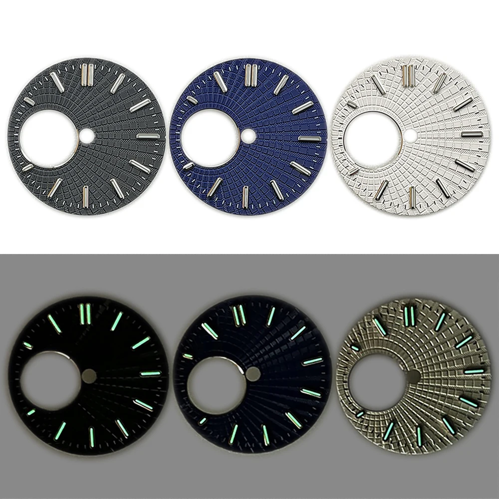 Esfera de reloj de 28,5mm para movimiento NH38, diales luminosos verdes, repuesto para relojes de buceo