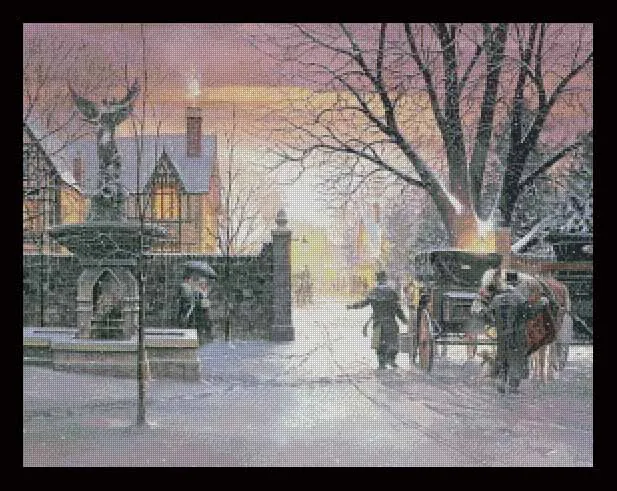 Winter Scenery Snowy Street 18CT 14CT Unprinted Top Quality Cross Stitch Kits Embroidery Art DIY Handmade Needlework Home Decor