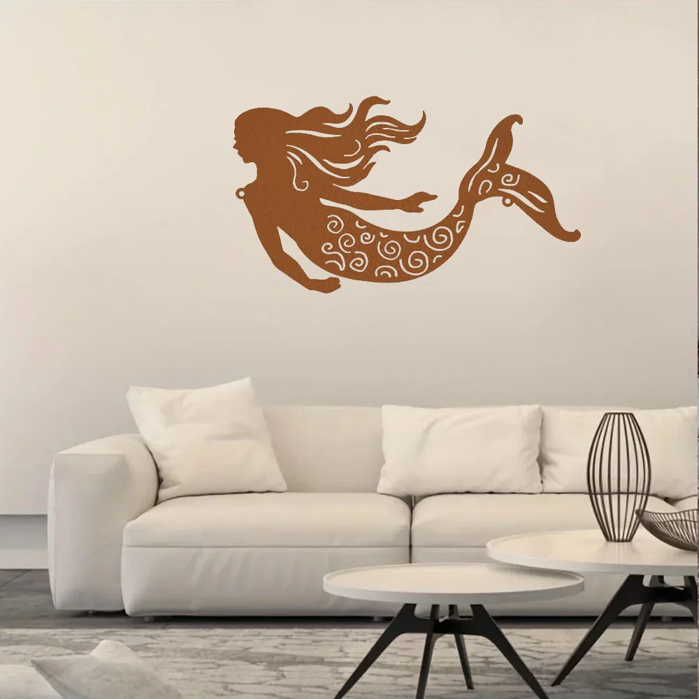 Elegant Rustic Metal Mermaid Decor – Sophisticate with Grace. Graceful for Outdoor Spaces. Refined Housewarming Option