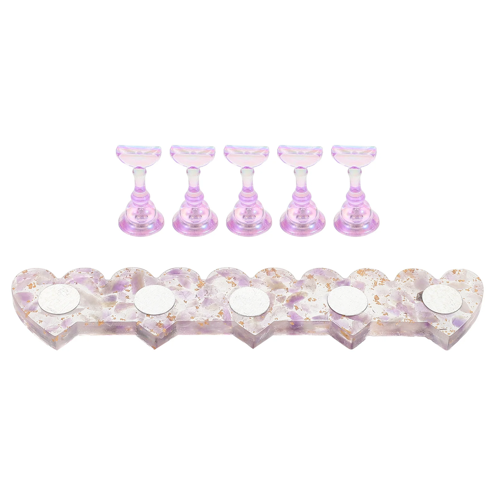 

Nail Practice Tips Lavender Plastic Realistic Texture Manicure Training Tools Portable Stand Acrylic Display Hand Fake Nails Kit