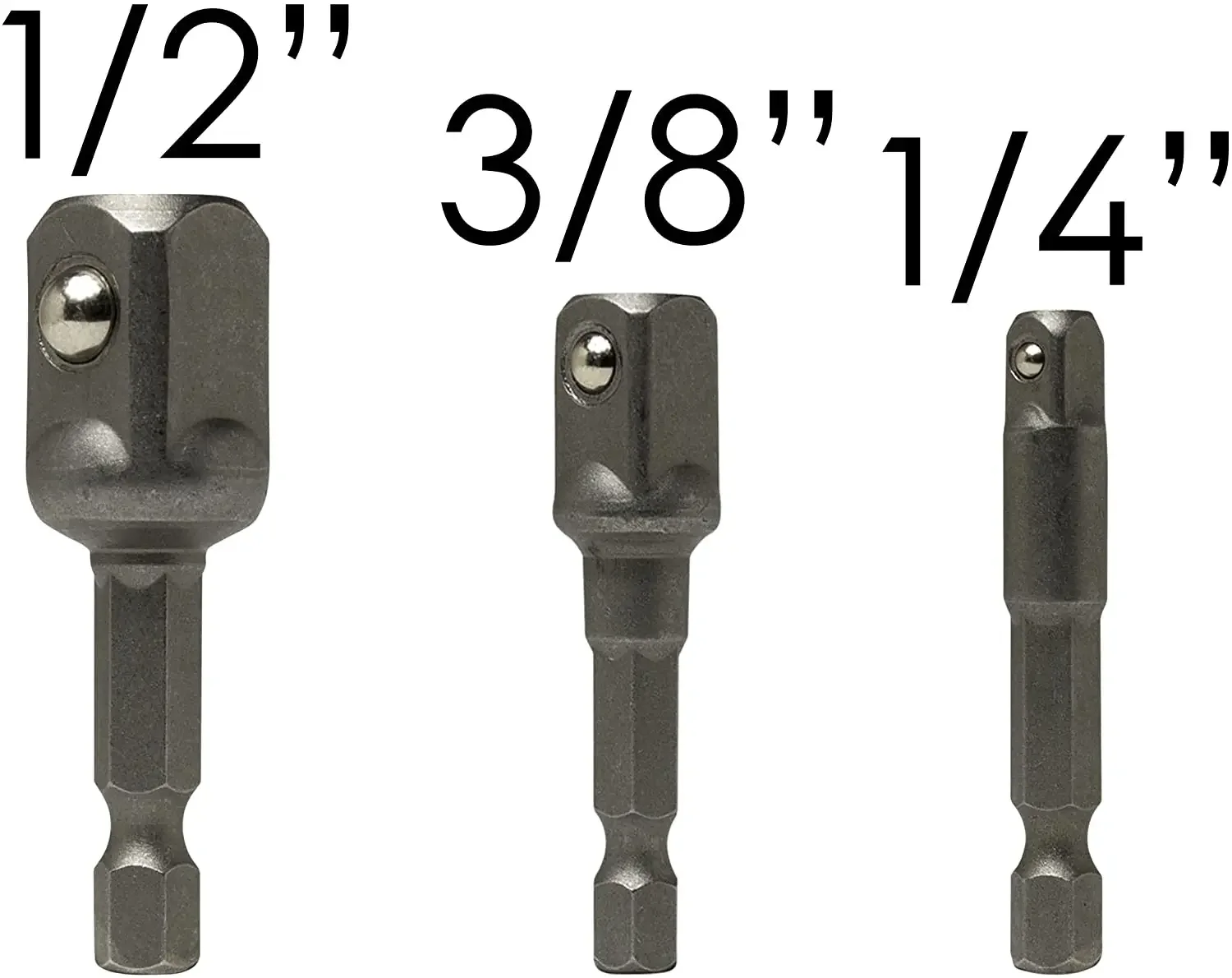 Socket Bit Hex Shank Adapter Drill Nut Driver Power Extension Bar 3pc Set 1/4" 3/8" 1/2" DIY  for Automotive Home Repair Tool