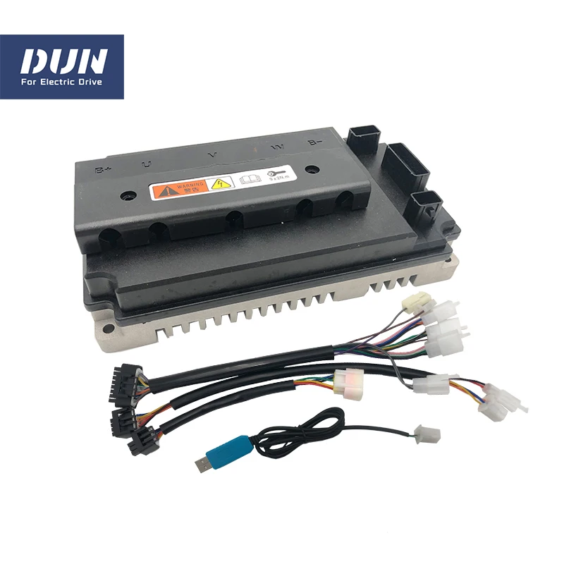 DUN/VOTOL EM100 100A DC 2KW 3KW Sine Wave BLDC Controller Kit with DKD LCD One-Lin Speedometer and T08 Multifunction Throttle