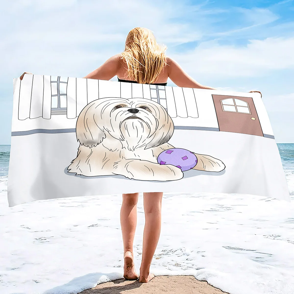 Shih Tzu Dog Beach Towel Soft Highly Absorbent Extra Large Personalized Pet Shih Tzu Towel Oversized Custom Travel Pool Towels