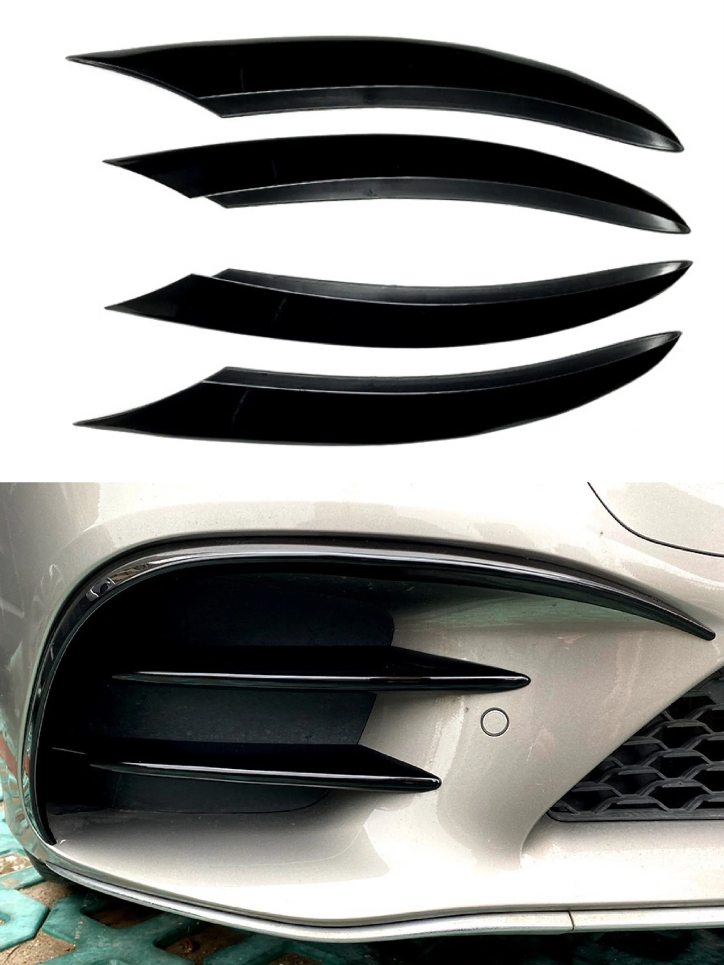 

Car Front Bumper Fog Light Cover Trim Fit For Mercedes Benz W205 C-Class C200 C260 2019-2021 ABS Carbon Fiber/Gloss Black