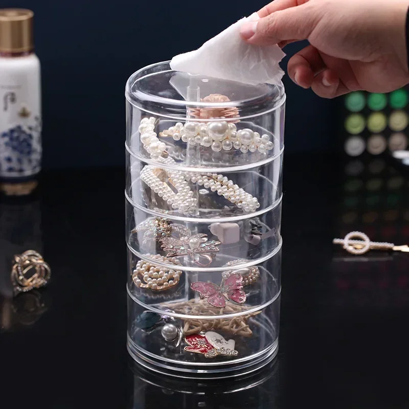 Fashion large capacity Jewelry Storage Rack Multi layer Clear Rotating Display Stand Women Product Display Shelf