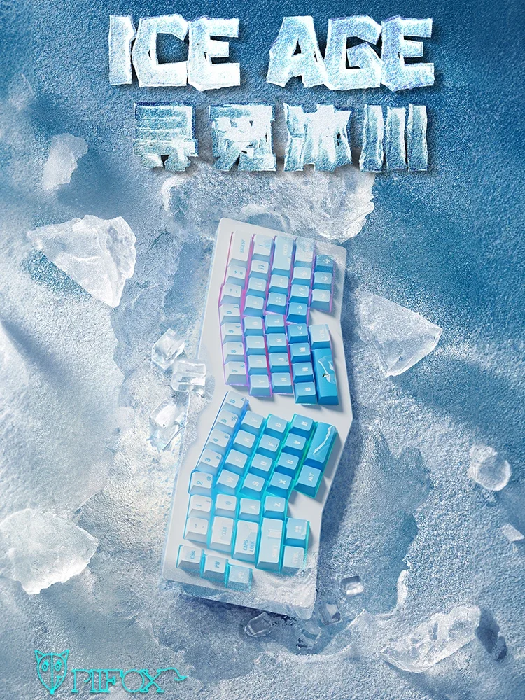 

PIIFOX Keycaps Ice Age Seeks Glacier Transparent PBT Side Engraved Keycaps Thermal Sublimation 135Key OEM Keycaps Keyboard