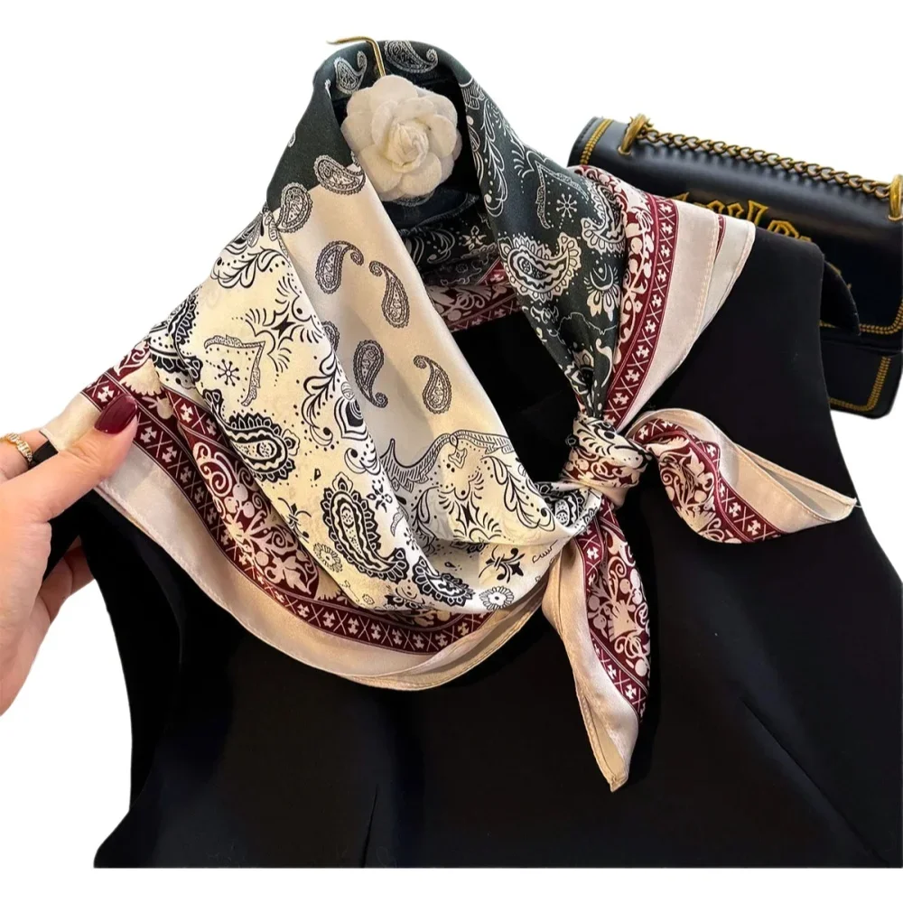 

100% Natural Silk Scarf Women Foulard Female Shawl Wrap High Quality Square Neckerchief for Lady Hijab Bandana Scarves шарф