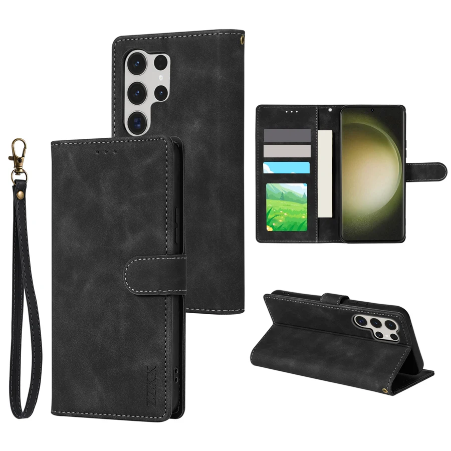 Hautfreundliche Brieftaschenhülle mit Kartenfach, Ständerfunktion und magnetischem Flip-Design aus Leder für Samsung Galaxy S26 Ultra, S25 Plus, S24 FE, A08, A17, A18, A37, A57 – Detail 15