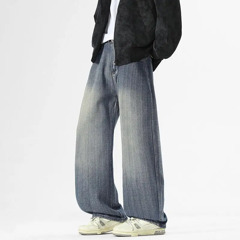 Men's Jeans Versatile High Street Pants Retro Autumn American New Style Autumn Curved Knife Straight Tube Loose Casual Pants