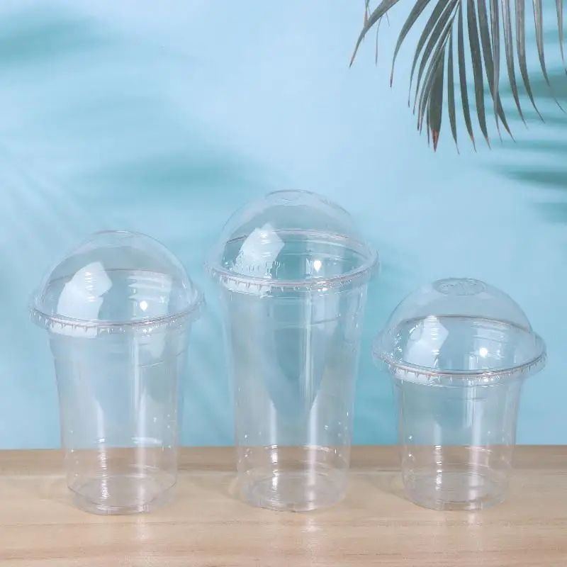 10Pcs Disposable Clear Plastic Cups With Lid Or 100 Straws For Fruit Juice Milk Tea Iced Coffee Cold Drinks Takeaway Party Use