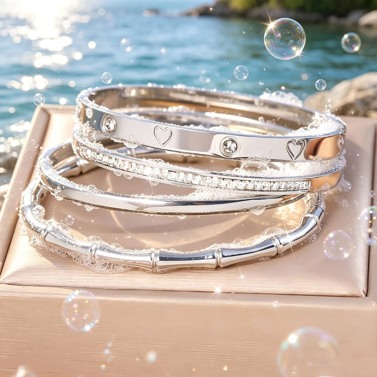 4Pcs Exquisite and Fashionable Stainless Steel Bracelets Suitable for All Seasons, a Great Gift for Friends and Loved Ones, Suitable for Teenagers