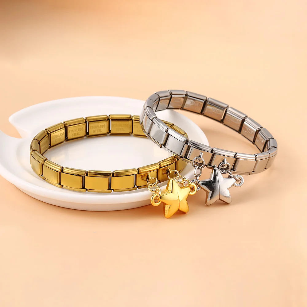 Design Magnetische Anziehung Abnehmbarer Stern Italienischer Charm Link Fit 9mm Edelstahl Armband Mode DIY Herstellung Perlen Schmuck – Detail 7