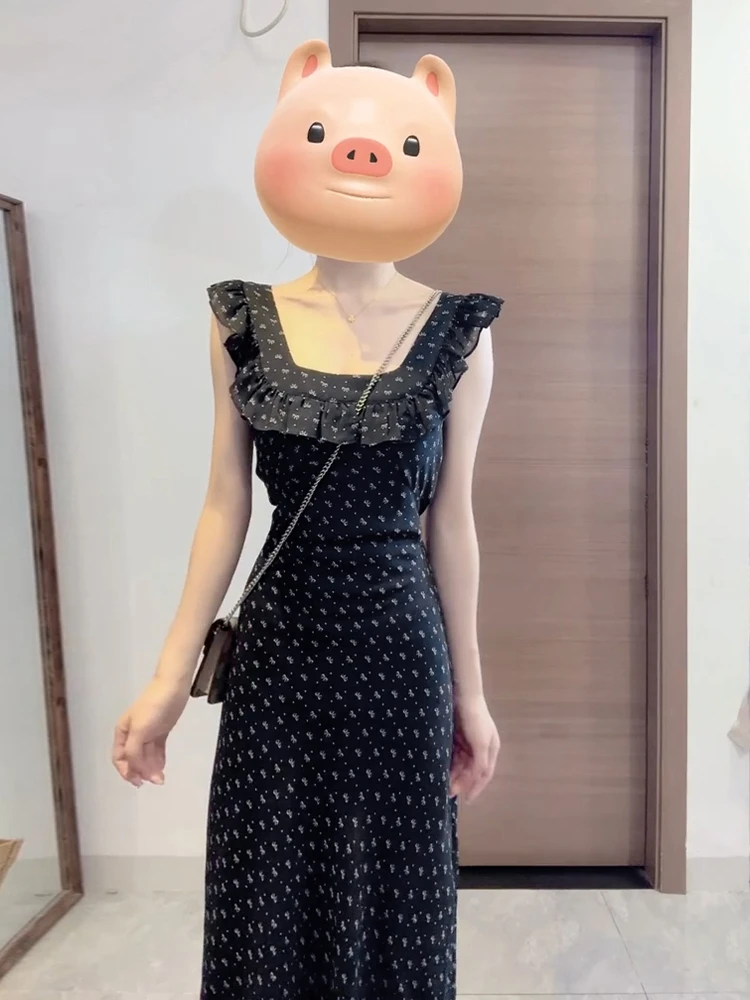 Bla الأزهار طباعة ماكسي Dr المرأة الصيف 2025 شاطئ Vaion الخصر مقصوص حزام طويل Dr الكورية Sle عالية الخصر بولي...