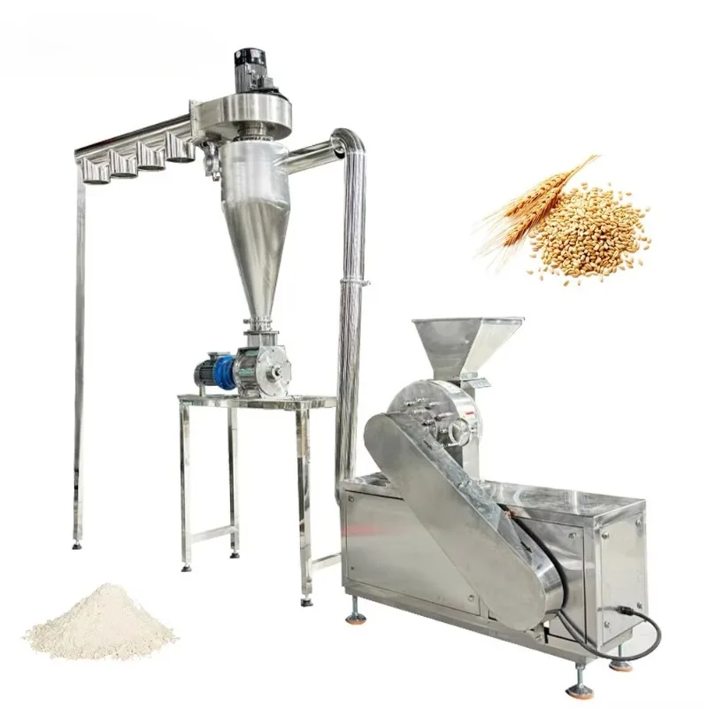 Stainless Steel Tooth-claw Pulverizer Equipped with a Dust Collection System for Grinding Spices or Grains.