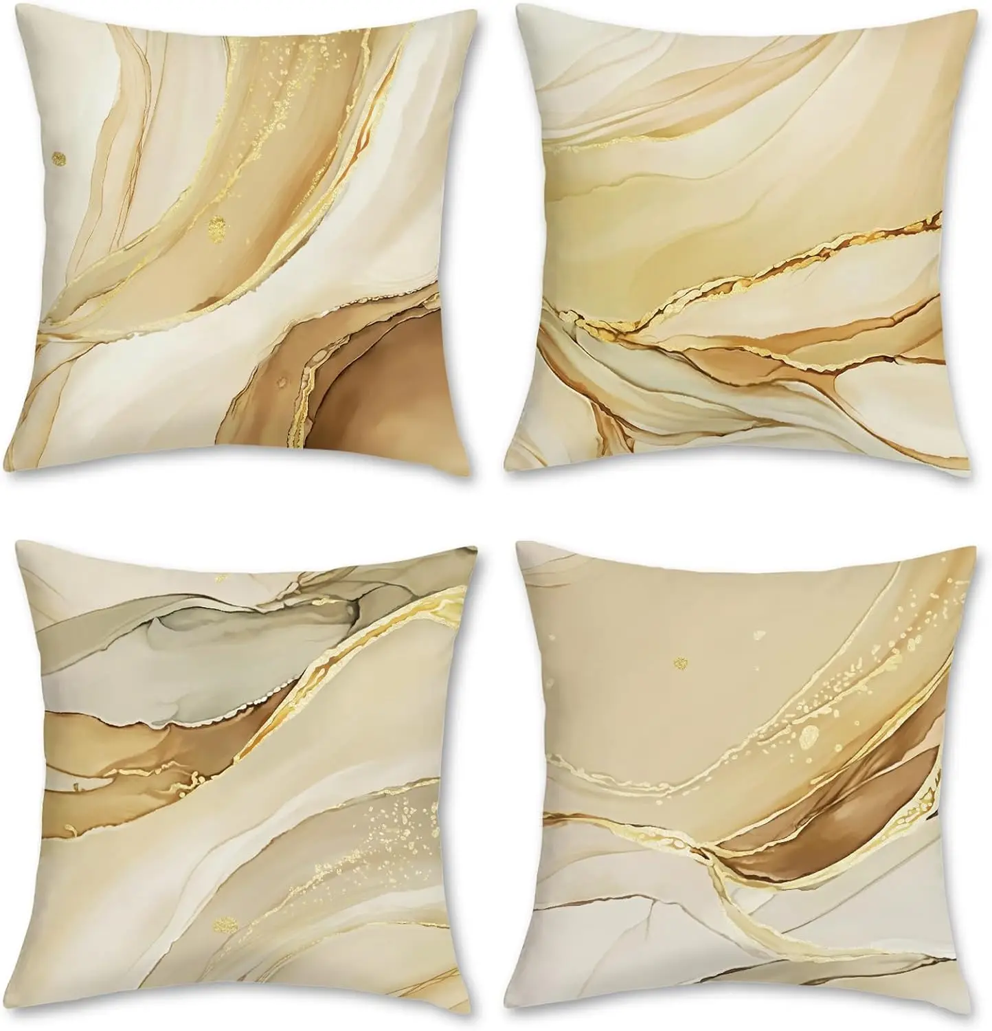 4pcs Marble Cushion Covers White Gray Gold, Modern Abstract Pillow Cases for Sofa Bedroom Living Room Home Decor 45x45cm