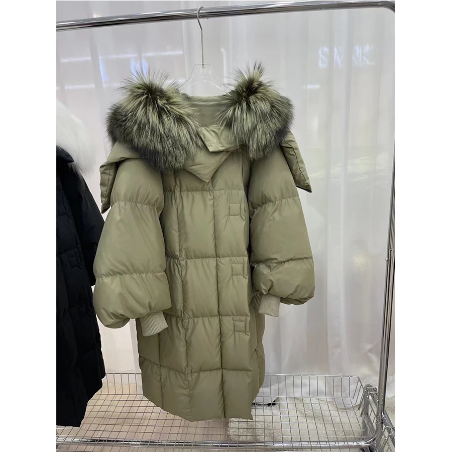 

Women's Clothing Down Jacket With Fox Fur Collar High Quality Fashion 2024 Warm Winter Long Jacket