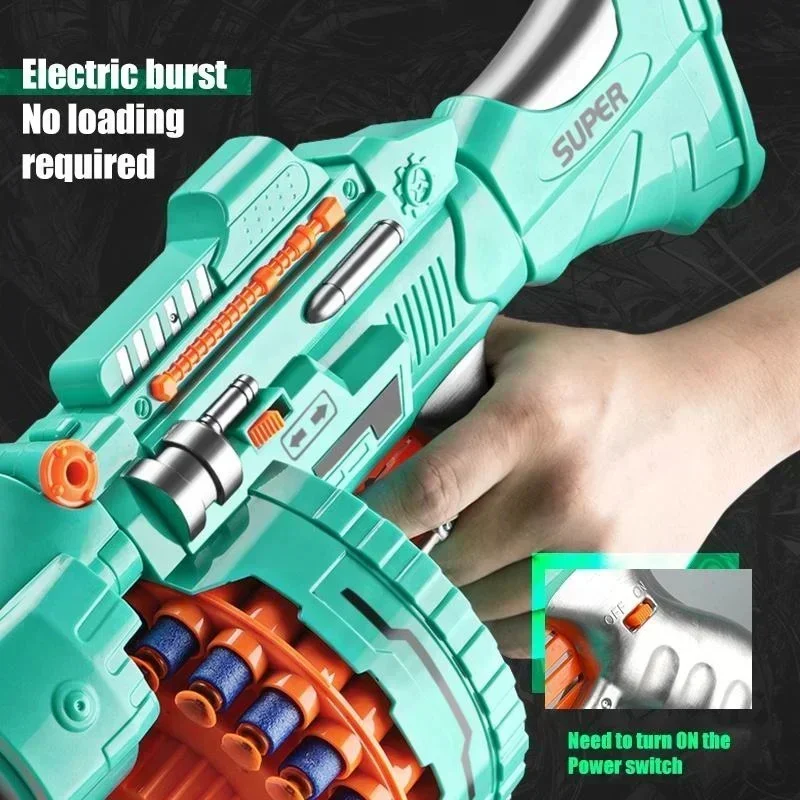 Children's Electric Continuous Shooting Gatling Toy Gun Suction Cup Soft Bullet Gun Explosion Nerfs Gun BB Guns Gifts for Kids