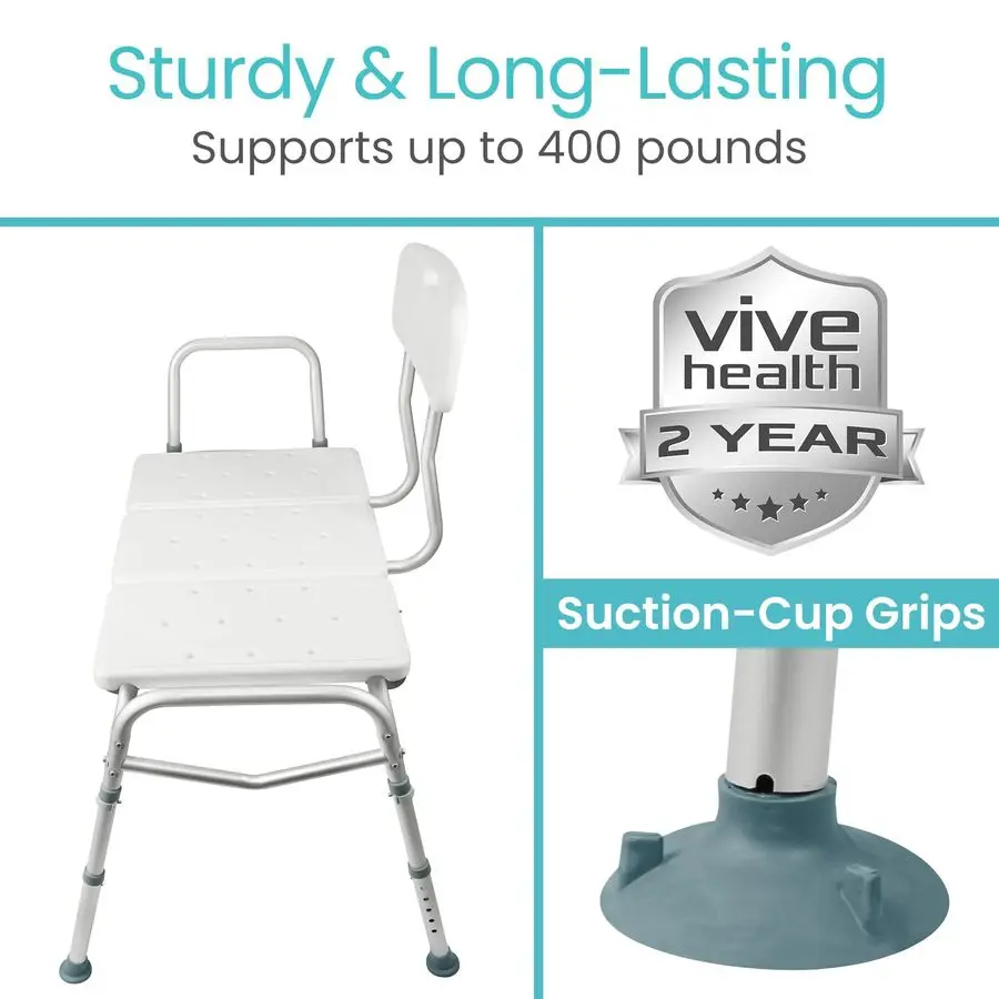 Bariatric Shower Chair Tub Transfer Bench with Height Adjustable Legs 400 Pound Capacity Reversible amp Sliding Bath Seat with