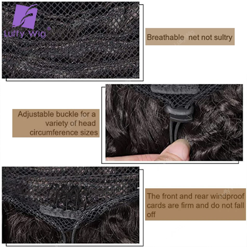 Afro Kinky Krullend Trekkoord Paardenstaart Menselijk Haar Echt Braziliaanse Remy Menselijk Haar Paardenstaart Clip In Extensions Bundels 120G Luffy