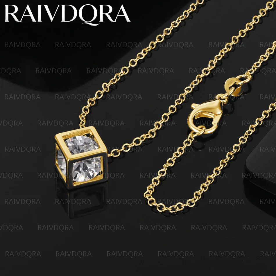 18K Gold Plated Zircon Block Pendant Necklace For Women Men Creativity Gifts Street All-match Party