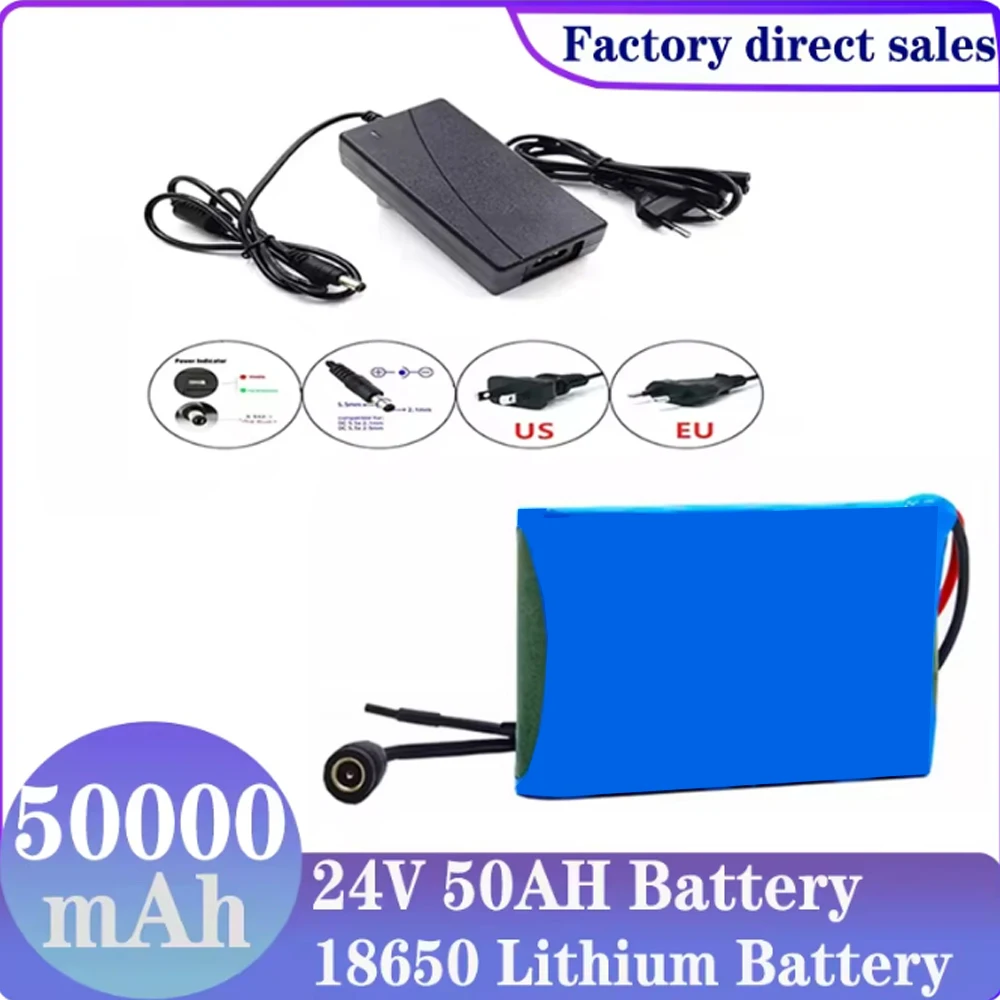

18650 6S1P 24V, 50000 mAh new high-capacity lithium-ion battery pack for bicycle closed-circuit television camera monitor
