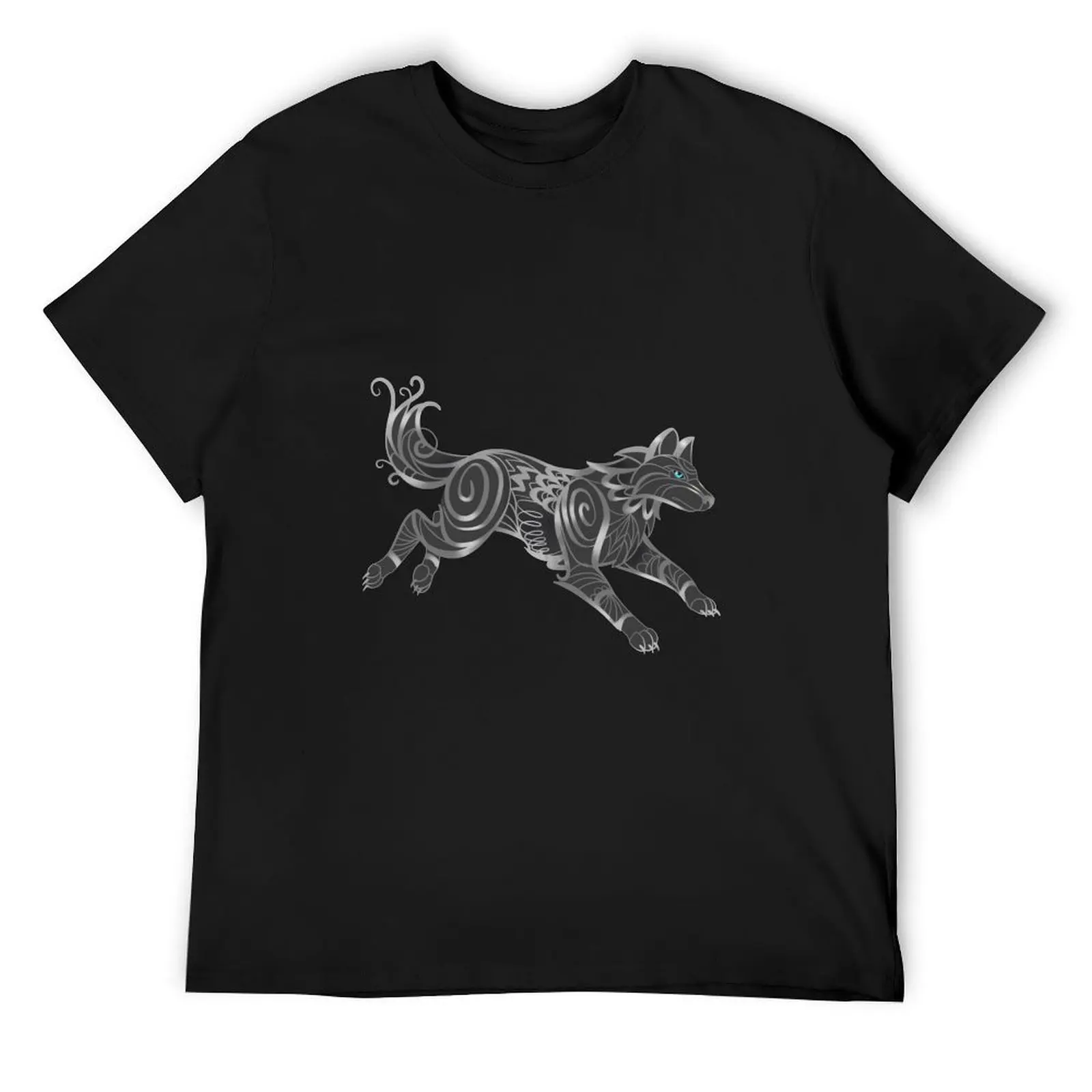 Shimmering Silver Ghost Wolf T-Shirt summer top tees oversized t shirts for men